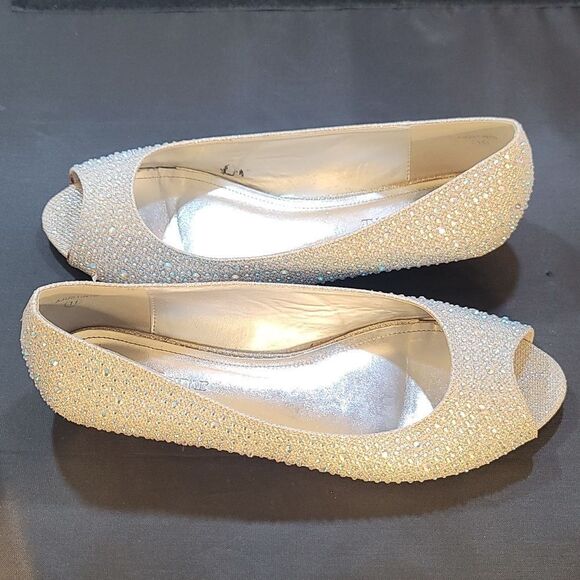 DAVID BRIDAL LOW WEDGE PEEP-TOES WITH CRYSTALS  WOMEN'S SHOE - Picture 7 of 16